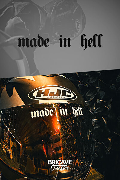 Bricave Made in Hell Yazı JDM Motosiklet Kask Etiket Sticker 10x2cm