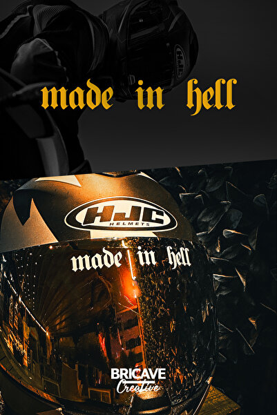 Bricave Made in Hell Yazı JDM Motosiklet Kask Etiket Sticker 10x2cm