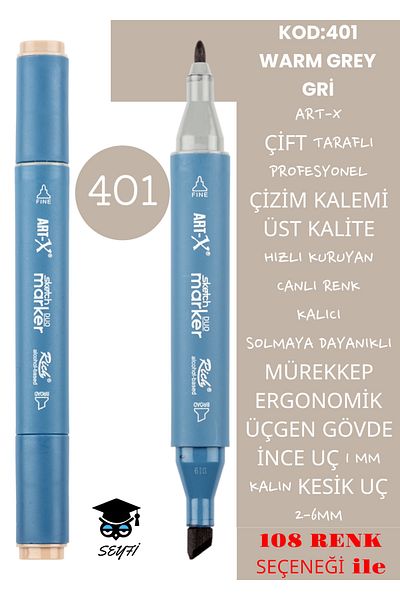 SEYFİKİRTASİYE Professional Double Tarfine Fine Tip Ink Permanent Drawing Pen - Sketch 2-6mm, Long Sketch 1mm