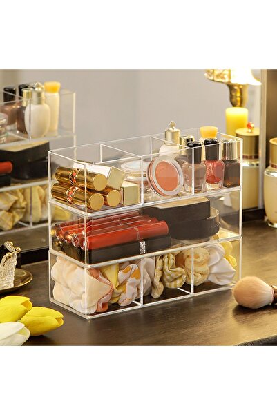 MY1COMPANY طقم منظم مكياج مكون من قطعتين - درج ومنظم داخلي