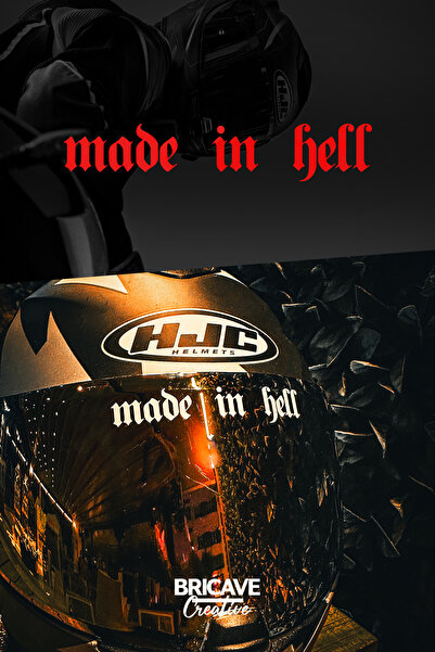Bricave Made in Hell Yazı JDM Motosiklet Kask Etiket Sticker 10x2cm
