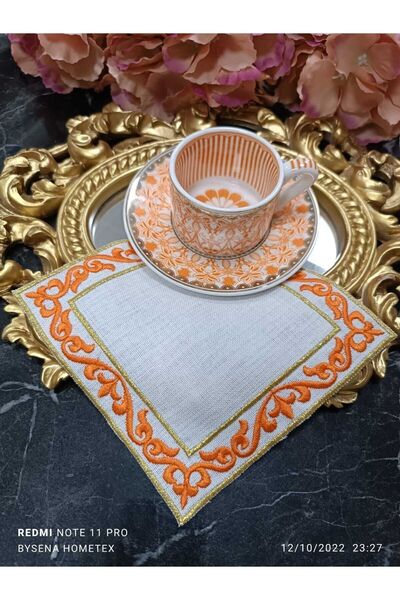 LASETU مناديل تقديم للكوكتيل والقهوة من Hümmaşah 4 قطع برتقالية اللون