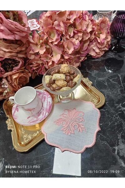 LASETU منديل تقديم الكوكتيل والقهوة من فوليت، قطعة واحدة باللون الوردي