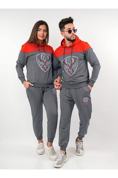 CLASSY.MODA Σετ αθλητικής φόρμας - 2 τεμάχια κάτω και επάνω - Fıyat Μονό - Υφασμάτινο με δύο κλωστές - Κεντήματα