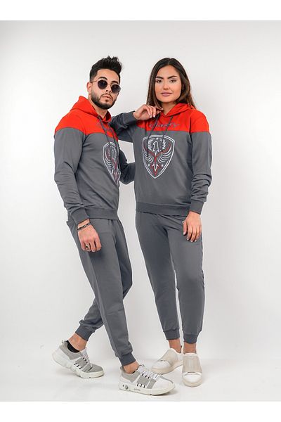 CLASSY.MODA Σετ αθλητικής φόρμας - 2 τεμάχια κάτω και επάνω - Fıyat Μονό - Υφασμάτινο με δύο κλωστές - Κεντήματα
