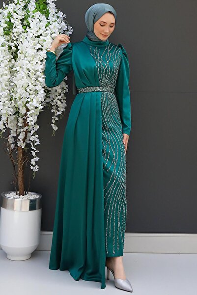 GİZ AGİYİM Βραδινό φόρεμα από σμαραγδένιο τριφύλλι