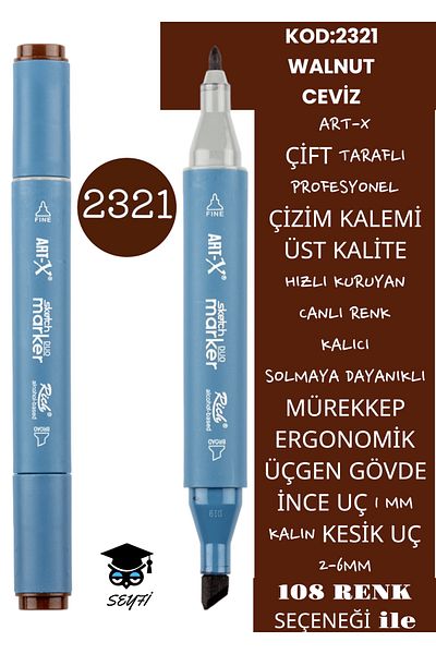 SEYFİKİRTASİYE Professional Double Tarfine Fine Tip Ink Permanent Drawing Pen - Sketch 2-6mm, Long Sketch 1mm