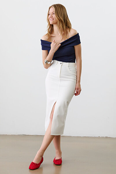 urban focus Front Slit Midi Skirt