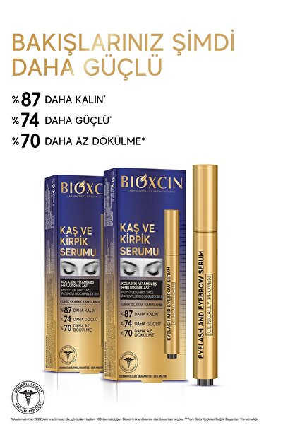 Bioxcin Eyebrow Eyelash Serum - Collagen, Hyaluronic Acid, Castor Oil, Keratin Peptides, B5, Biocomplex, B11
