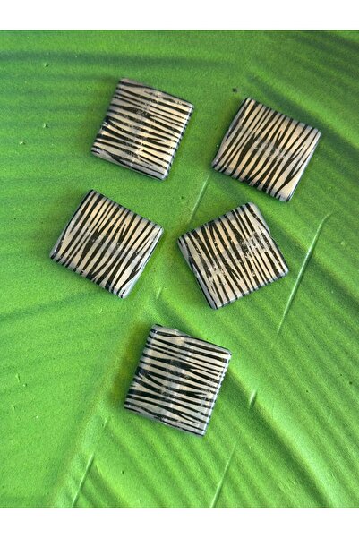 Gönülden Tasarım 5 bucăți de mărgele de colier de bijuterii cu model zebră 3x3 cm