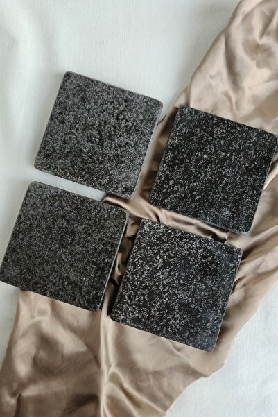 ioadesign Mia Set of 4 Square Black Basalt Marble Coasters