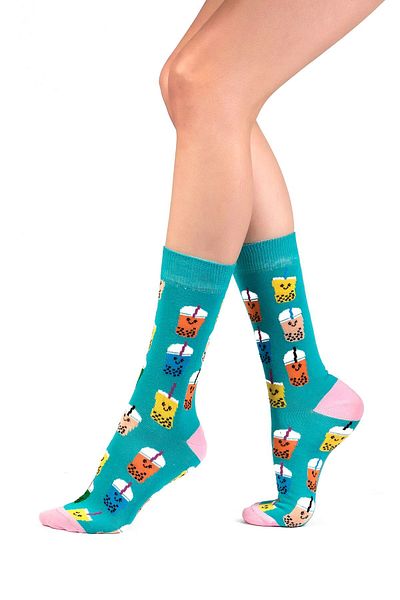 Ozzy Socks Пакет от 6 безшевни дамски чорапи с многоцветни шарки от органичен памук