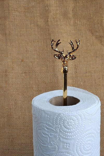 ioadesign Arya-real Thin Marble Paper Towel Holder Napkin Holder - Gold Metal Deer Figured
