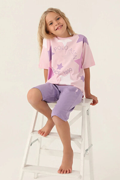 U.S. Polo Assn. Star Patterned Girl's Licensed Capri Set