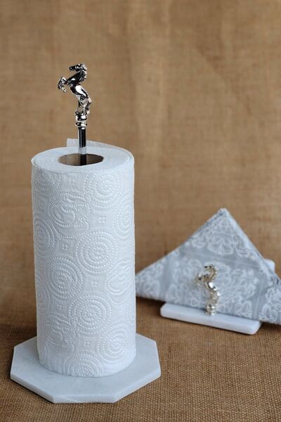 ioadesign Комплект от 2 поставки за салфетки - истински мрамор - метална фигу...