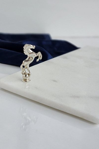 ioadesign Ece Real Thin Marble Tray 30x18 Cm - Silver Color Horse Figured