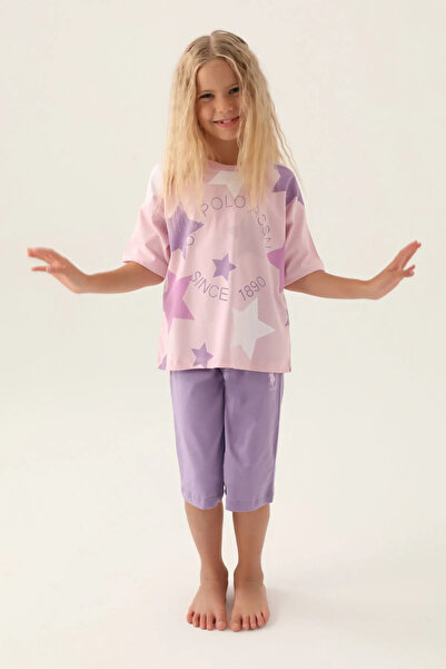 U.S. Polo Assn. Star Patterned Girl's Licensed Capri Set