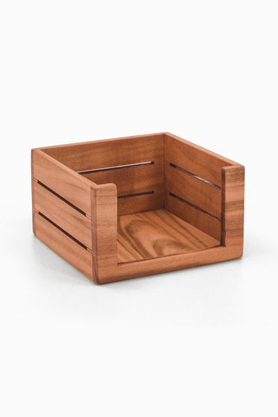 Woodsaka Кутия за бележник с 3 реда, кубична форма - черешово дърво - 10,7 см x 10,6 см x 5,7 см