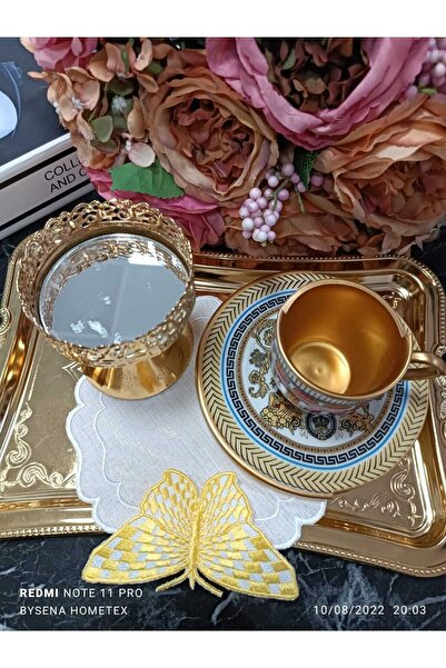 LASETU كوكتيل الفراشة ثلاثي الأبعاد ومنديل تقديم القهوة الجانبي قطعة واحدة با...