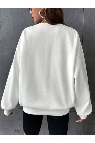 Deocept ENERGETİC Надрукований 4-комплект білих оверсайз-светрів з кролячим візерунком