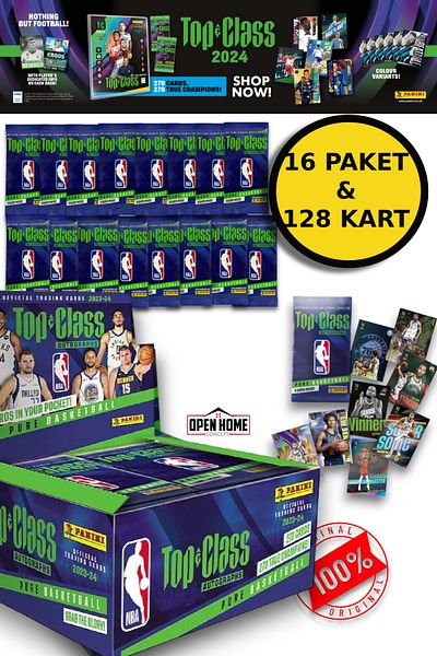 TOYFEST Panini NBA Top Class 2024 - 128 Collectible Basketball Players Cards + 16 Pack