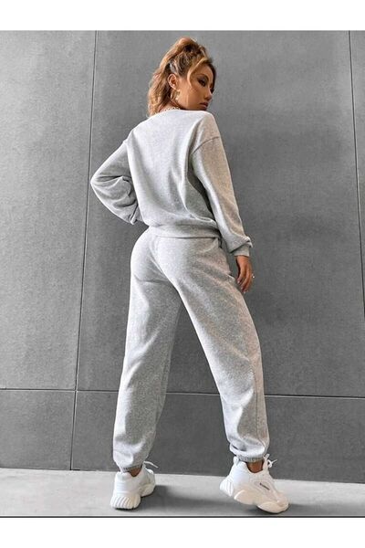 Deocept Women's Oversize Sweatshirt and Sweatpants Set - Crew Neck