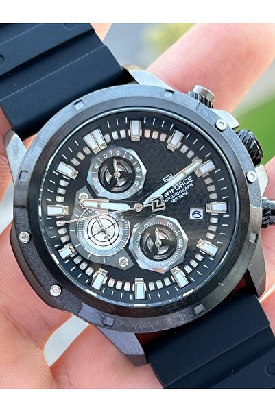 Naviforce Men's Analog Wristwatch - Silicone Cord, Inner Functions Active, Ion Plated Case ENF.8036.SS