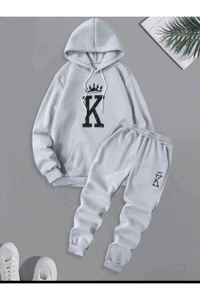 Deocept Чоловічий спортивний костюм King з принтом - штани, верх з капюшоном, oversize boyfriend