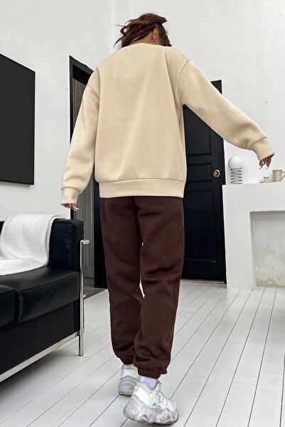Deocept Бруклин Кафе Джогър Суитшърт и Траксют Комплект - Овърсайз, Кръгла Яка