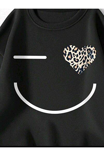 Deocept Oversize Women's Tracksuit Set - Crew Neck, Printed Bottom and Top Set, Boyfirend