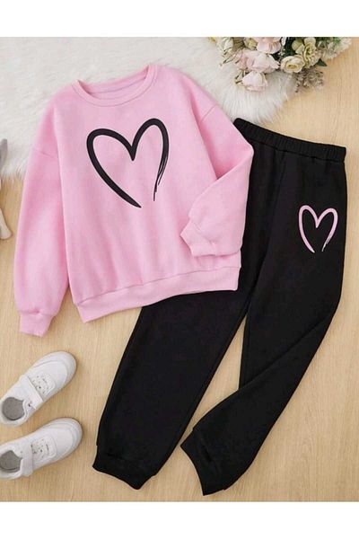 Deocept 2 Colors Printed Crew Neck Women's Tracksuit Set - Oversize Boyfirend