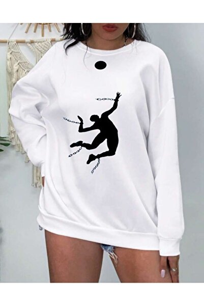 Deocept National Volleyball Team - Crew Neck White Unisex Oversize φούτερ