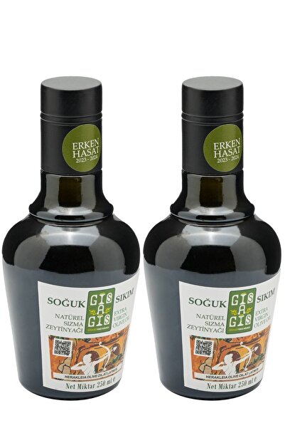 Gisagis 0,1 Asit Erken Hasat Soğuk Sıkım Natürel Sızma Zeytinyağı 250ml-2 Adet-