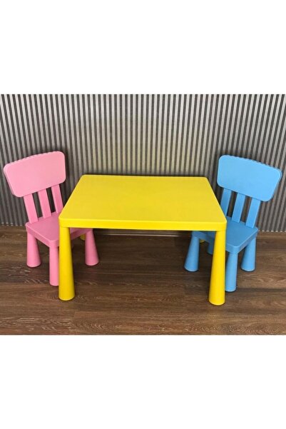 zengi plastik Sarı Mammut Çocuk Masası Ve Pembe-mavi Sandalye Takımı