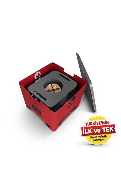İFYIL Vera Pelet Yakıtlı Dumansız Sağlıklı Döküm Izgaralı Mangal & Barbekü (2 KG PELET HEDİYELİ) - Bordo