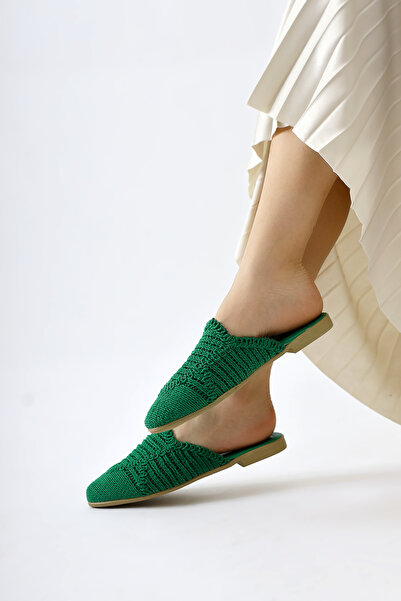 Limoya Mary Jane Green Knitted Women's Slippers Opportunity Product