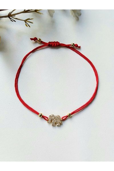 Lilamor Red Rope Bracelet with Elephant Detail