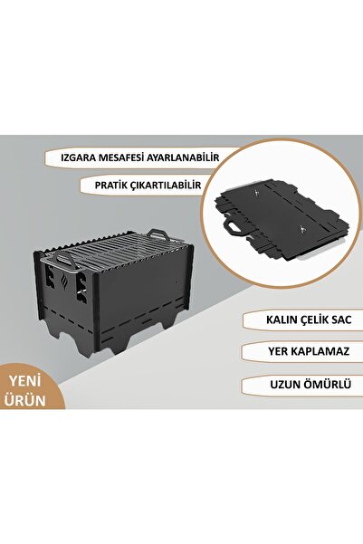 janiyeva K1 Katlanır Ayarlanabilir Metal Kamp Mangalı Barbekü