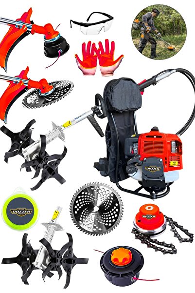 DOZZER Alman Garden 2.1hp Benzinli Sırt Tipi Ot Çim Biçme Tırpan Makinesi Can...