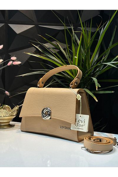 Levidor Levidor LEVDR.930158.NUD - Faux Leather Shoulder Bag with Special Color Combination