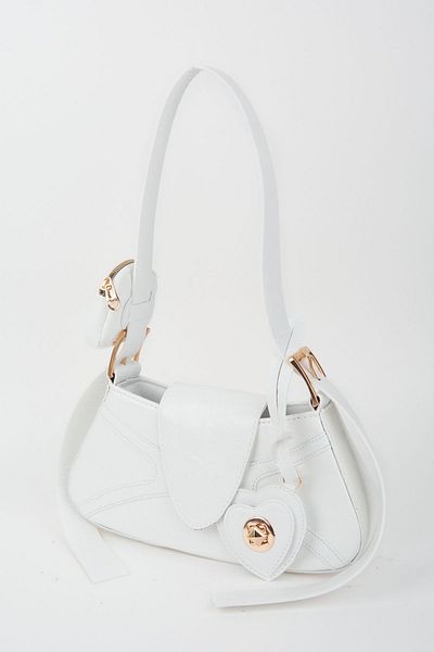 Vivaq Women's White Baguette Wallet Design Artificial Leather Snap Closure Hand and Shoulder Bag