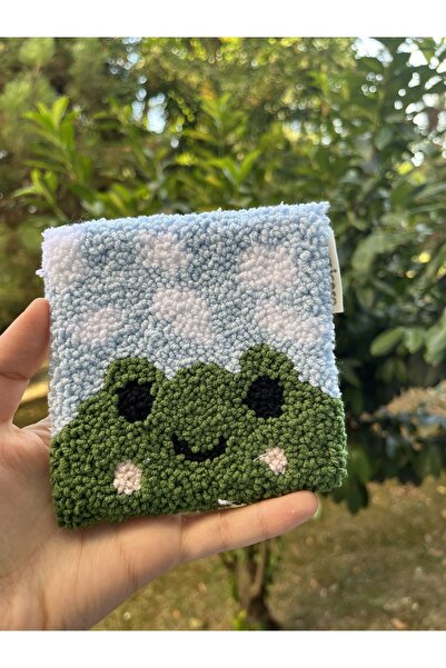 Sumicorn Design Sevimli Kurbağa Bulut Punch İşlemeli Bardak Takı Altlığı