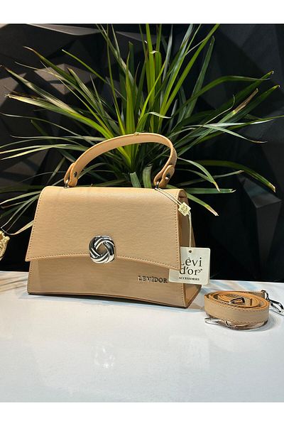 Levidor Levidor LEVDR.930158.NUD - Faux Leather Shoulder Bag with Special Color Combination