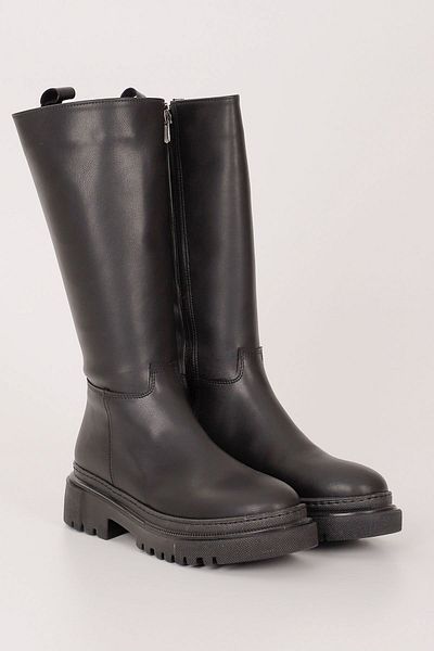 GÖNDERİ(R) SCHWARZE Damen-Tagesstiefel mit runder Zehenpartie und Reißverschluss und Absatz 37520