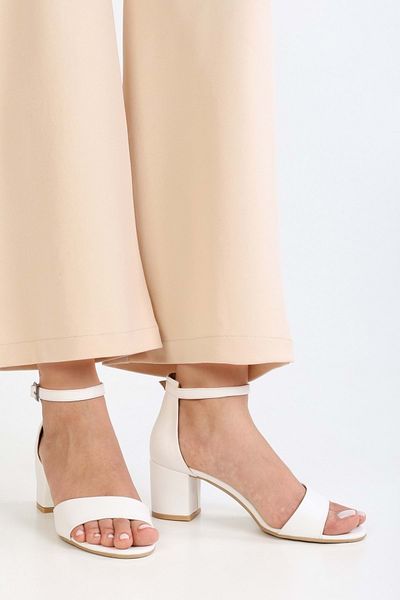 Shoeberry Aria White Single Strap Thick Heel Women's Shoes