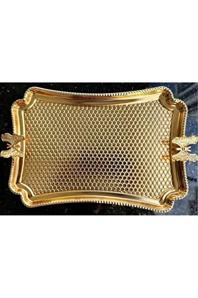 Genel Markalar KELEBEKLİ METAL SUNUM TEPSİ DİKDÖRTGEN GOLD