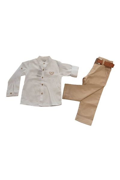 Terry Judge Collar Flared Shirt Set
