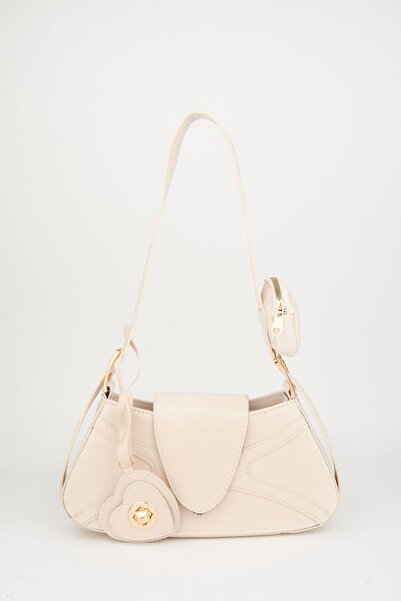 Vivaq Women's Lotus Cream Baguette Wallet Design Faux Leather Snap Closure Hand and Shoulder Bag