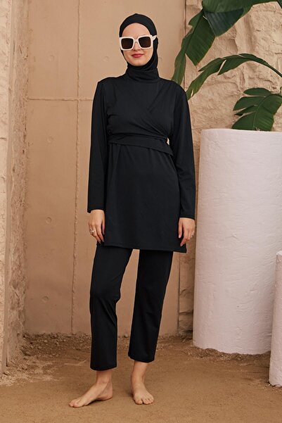 Starinci Mayo Μαύρο μαγιό με πεταλούδα μοντέλο Hijab - Διπλό σχέδιο