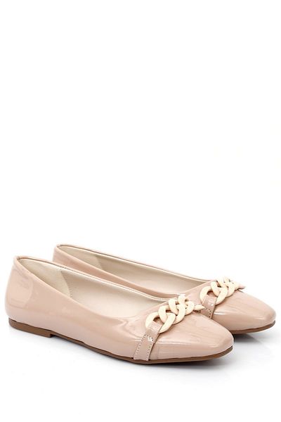 GÖNDERİ(R) Nackte Ballerinas aus Lackleder mit runder Spitze und flacher Sohle und Schnalle für Damen 37122